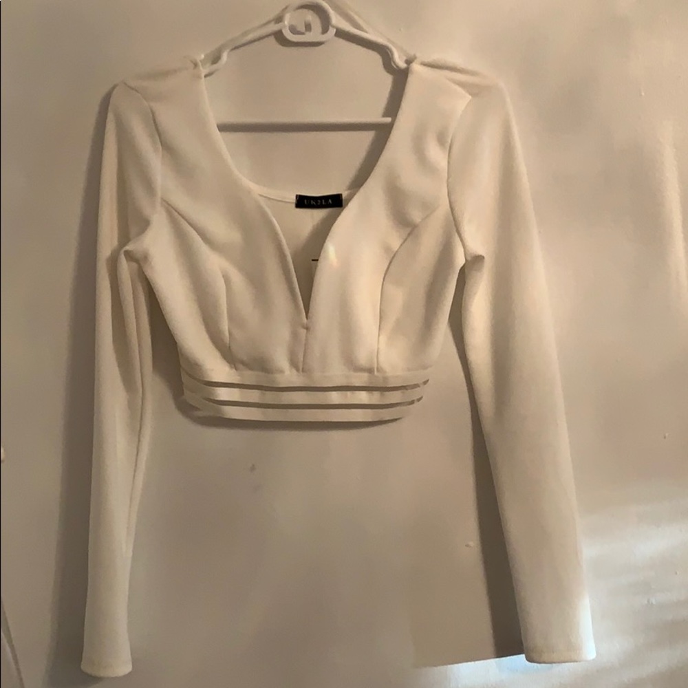 White Long Sleeve Crop Top